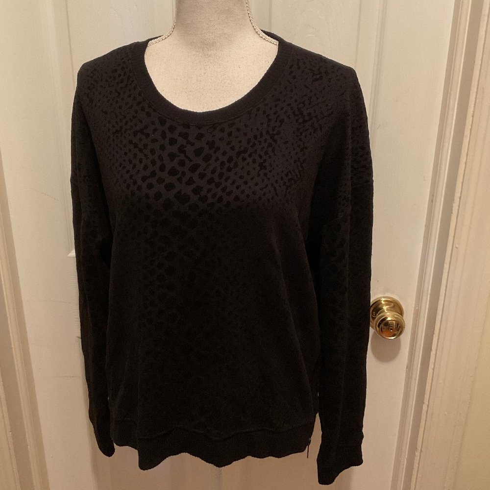 Rails Black Jacquard Leopard Crewneck Sweater